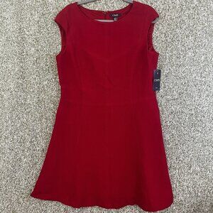 Chaps Dress Womens 16 Red Crepe Cap Sleeve A Line Classic Holiday Office NWT